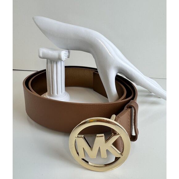Michael Kors MK Logo Leather Belt, Brown, Sz: L, 47-06 - Picture 1 of 12